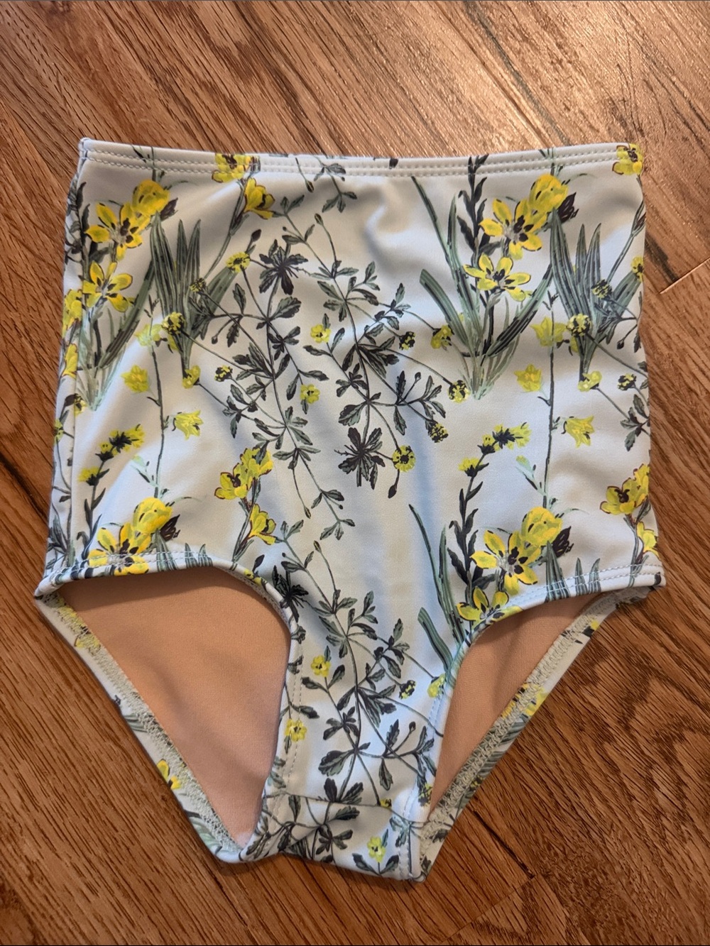 Girls Kortni Jeane High-Waist Floral Girls' Swim Bottoms in Yellow Floral